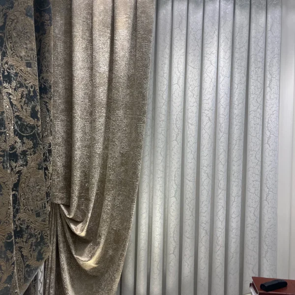 پرده حریر محو ترکی سیم بافت شاین و دکور طرح قابی پتینه مدل پیلیسه رنگ نسکافه