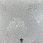 حریر سیم بافت گل داماس شاین نقره ای