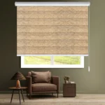 پرده زبرا ساده دار کرم روشن