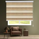 پرده زبرا طرح چوبی قهوه ای