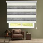 پرده زبرا طرح چوبی طوسی