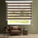 پرده زبرا ساده دار قهوه ای