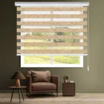 پرده زبرا ساده دار کرم روشن