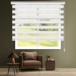 پرده زبرا ساده دار سفید