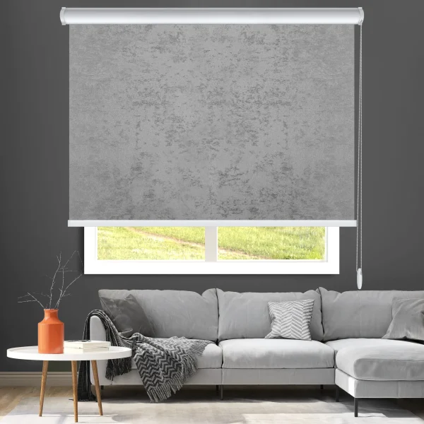 پرده شیدرول تک مکانیزه ساده طوسی