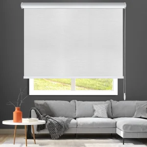 پرده شیدرول تک مکانیزه طرح دار خطی سفید