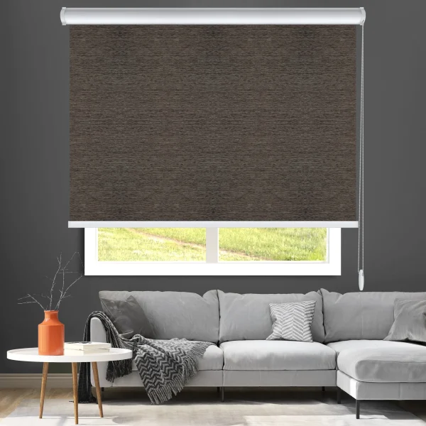 پرده شیدرول تک مکانیزم قهوه ای تیره