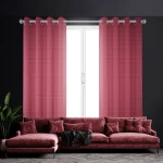 پرده پانچ گونی بافت صورتی تیره