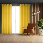 پرده پانچ گونی بافت ساده زرد