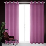 پرده پانچ گونی بافت ساده صورتی سرخ