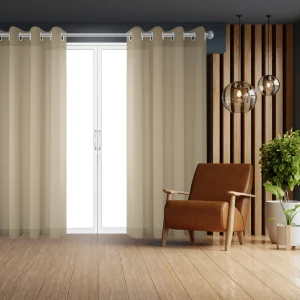 پرده پانچ گونی بافت ساده خاکی