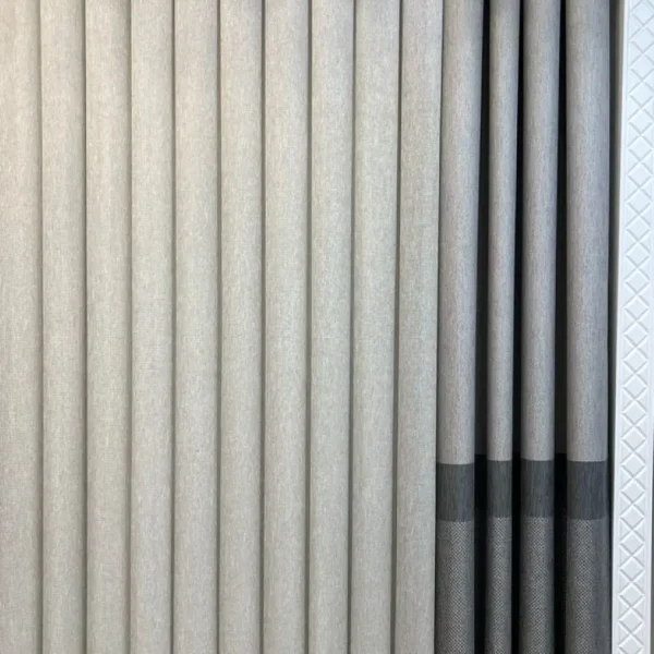 فروش پرده کتان تراکم بالا رنگ افای با کنار پرده کنفی اسپرت