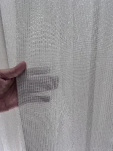 مشخصات پرده تور سیم بافت نخ لمه سوزنی مینیمال رنگ اجلاسی عرض 3 متر
