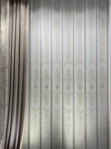 قیمت پرده پلیسه داماس قابی آسترکشی‌شده با مروارید دوزی