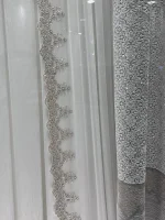 فروش پرده پذیرایی حریر طرح اتوبانی شاین شیری کنار پرده تور لب