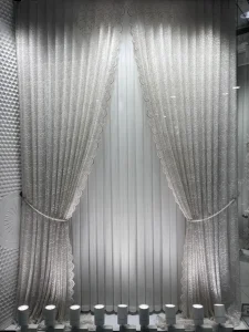 پرده تور ساده لمه دار سوزنی عرض ۳ متر مدل پلیسه