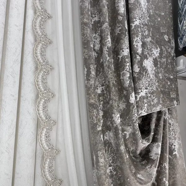 پرده حریر سیم بافت رنگ اجلاسی طلایی عرض ۳ متر