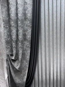 فروش پرده حریر طرح سنگی سیم بافت نقره ای مدل پلیسه طرح اسپرت و شیک