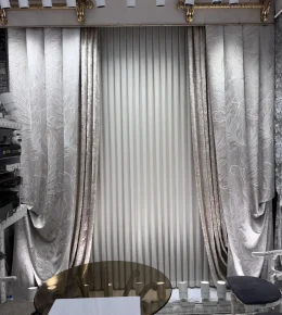 قیمت پرده حریر لخت برند هاوین با ترکیب کنار پرده شانل و مخمل پتینه