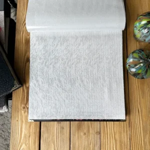 پرده حریر طرح ابروبادی سیم‌بافت نقره‌ای