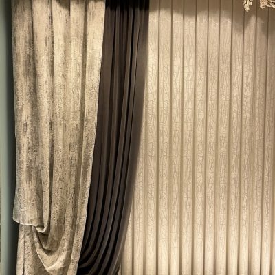 پرده حریر طرح محو خطی لمه دار 2